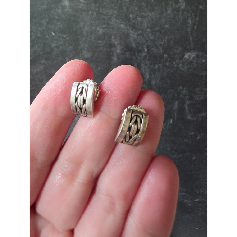925 Sterling Silver Braided Knot Stud Earrings Vintage